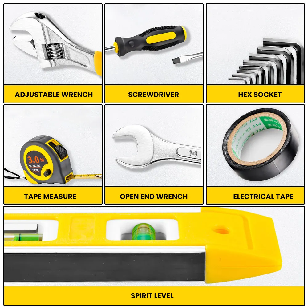 مجموعة أدوات مكونة من 108 قطعة مجموعة أدوات يدوية منزلية عامة مع حقيبة تخزين صندوق أدوات بلاستيكية تستخدم لإصلاح السيارات وإصلاح المنزل #6