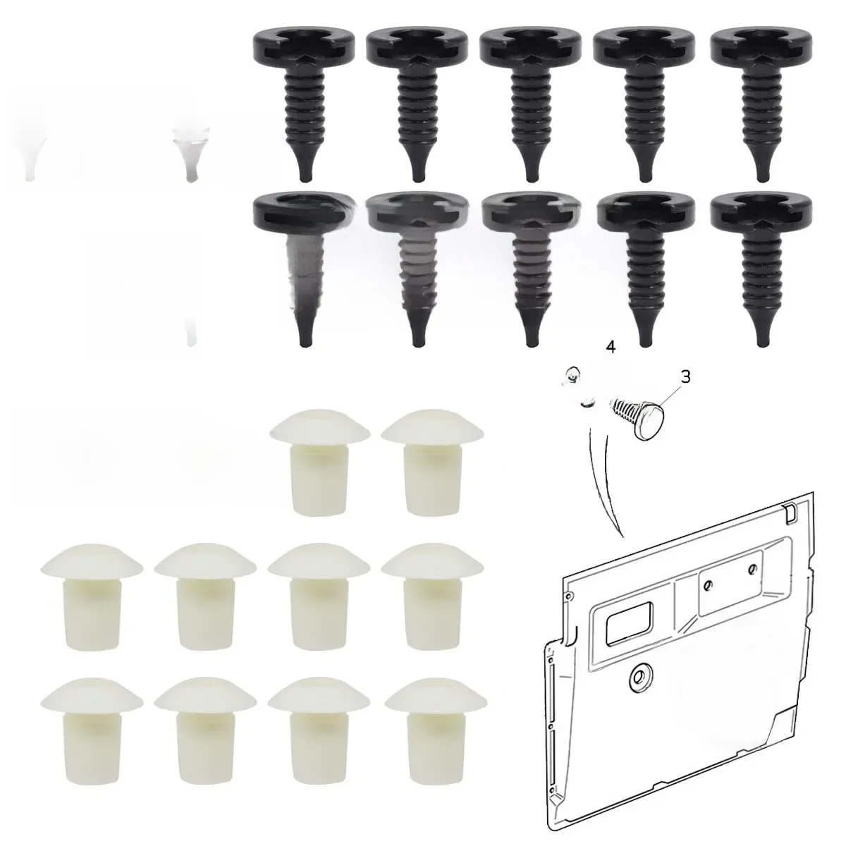 10 Kit pour Land Rover Defender Discovery 1989 1991 1998 Freelander 1996 – 2006, panneau de porte, carte, Clip de garniture, Inserts Snapsac, œillet