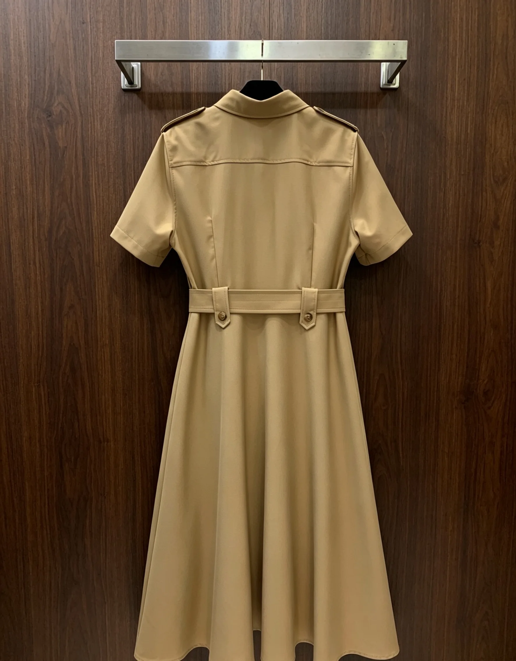 2026 Summer Women's Casual Clothing: Loose-fitting, Waist-Controlling, Shaping Dress with Buttoned Collar and A-Line Skirt