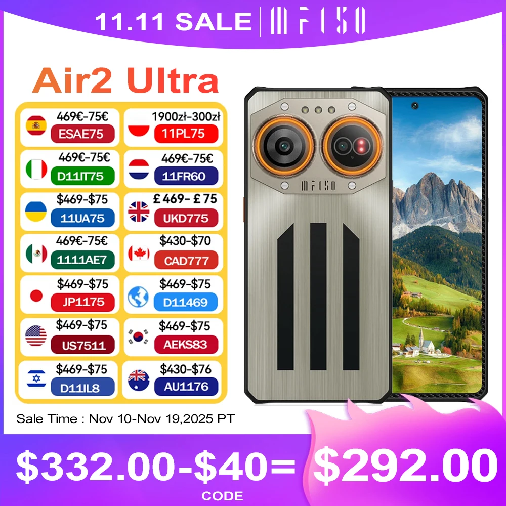 IIIF150 Air2 Ultra 5G Rugged Phone Ultra-thin 16GB+512GB 6.8''FHD+ 120Hz Flexible AMOLED Screen 108MP Camera 65W Fast Charge