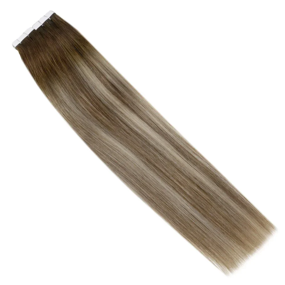 Laavoo Remy Tape in Hair Extensions 100% brazylijskie włosy proste naturalne 12-24 cali 20 sztuk i 40 sztuk dwustronne PU skóra wątek włosów