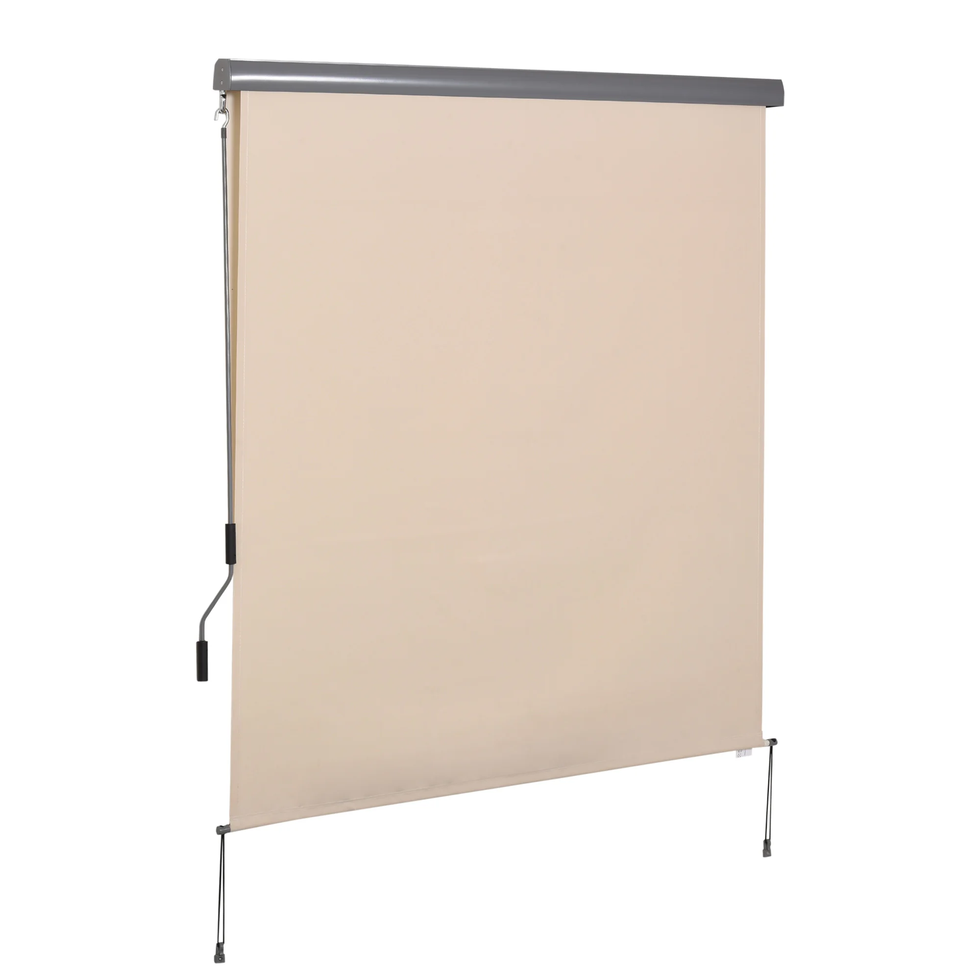 Buitenrolgordijn 2,5 x 1,6 m met kruk, aluminium en 280g/m² UV50-bestendig polyester, crèmekleurig