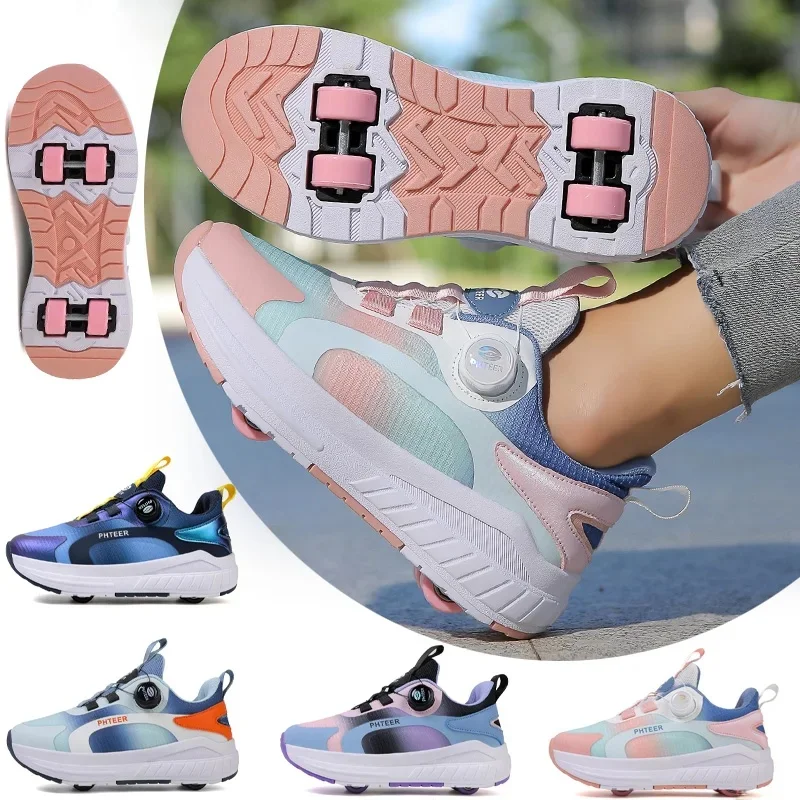 Mode 4-wiel rolschaatsen sneakers voor studenten kinderen outdoor wielschoenen Multifunctionele sportschoenen - afbeelding 2