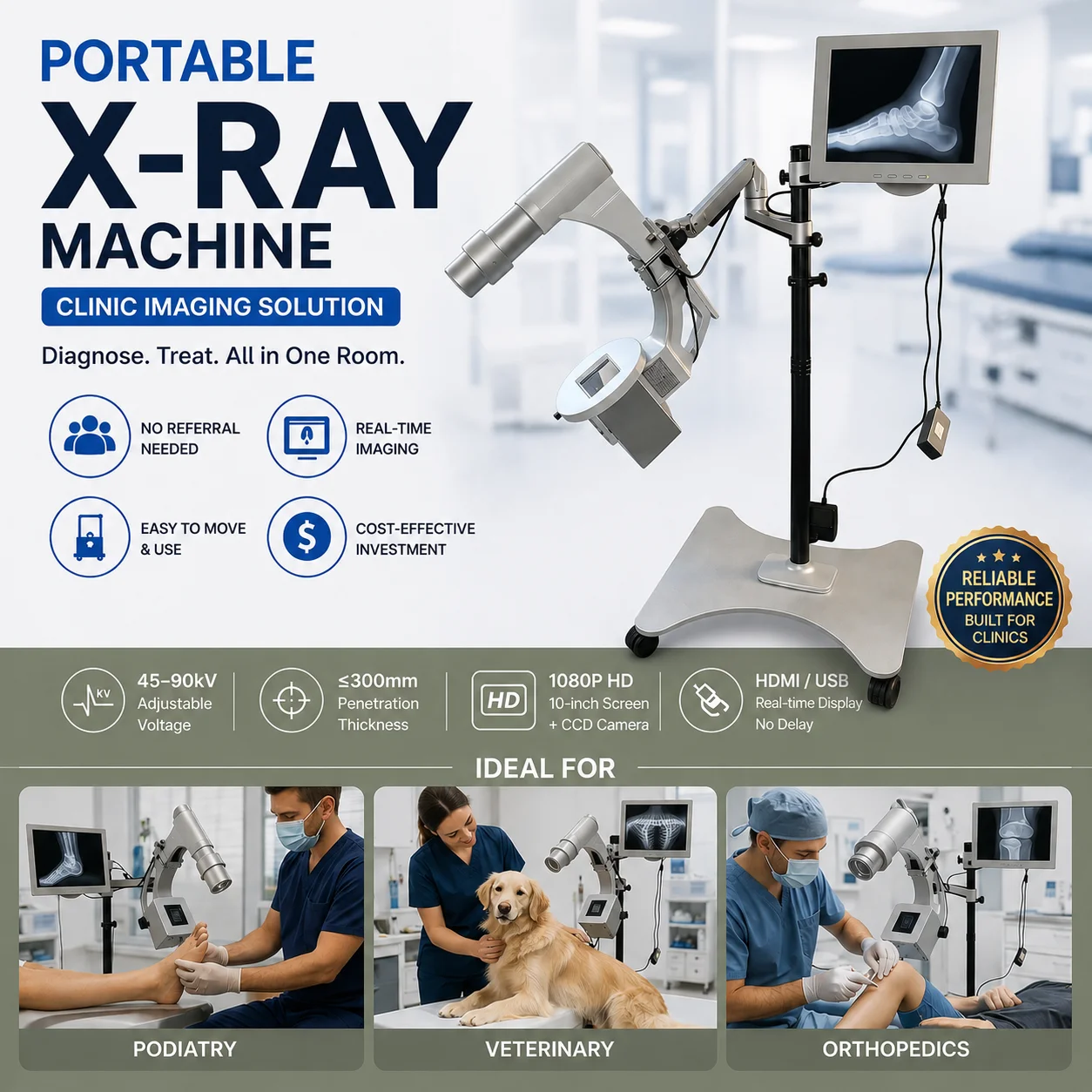 Micro Focus Real-Time Imaging Device for Podiatry and Veterinary Use Portable X-Ray Machine Fluoroscope