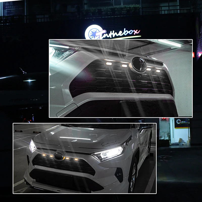 For Toyota RAV4 Grill Light Car Front Grid Warning Daylights DRL Daytime Running Lamp 2019-2022