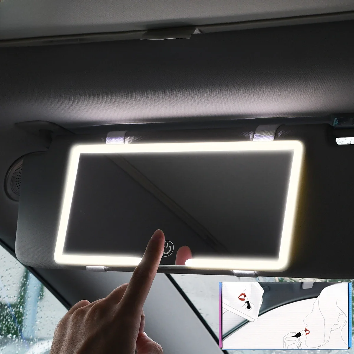 Auto-Innenspiegel, Sonnenblende, Platte, LED, HD, Make-up-Spiegel für Mädchen und Frauen, wiederaufladbares Fülllicht, universeller dünner Kosmetikspiegel