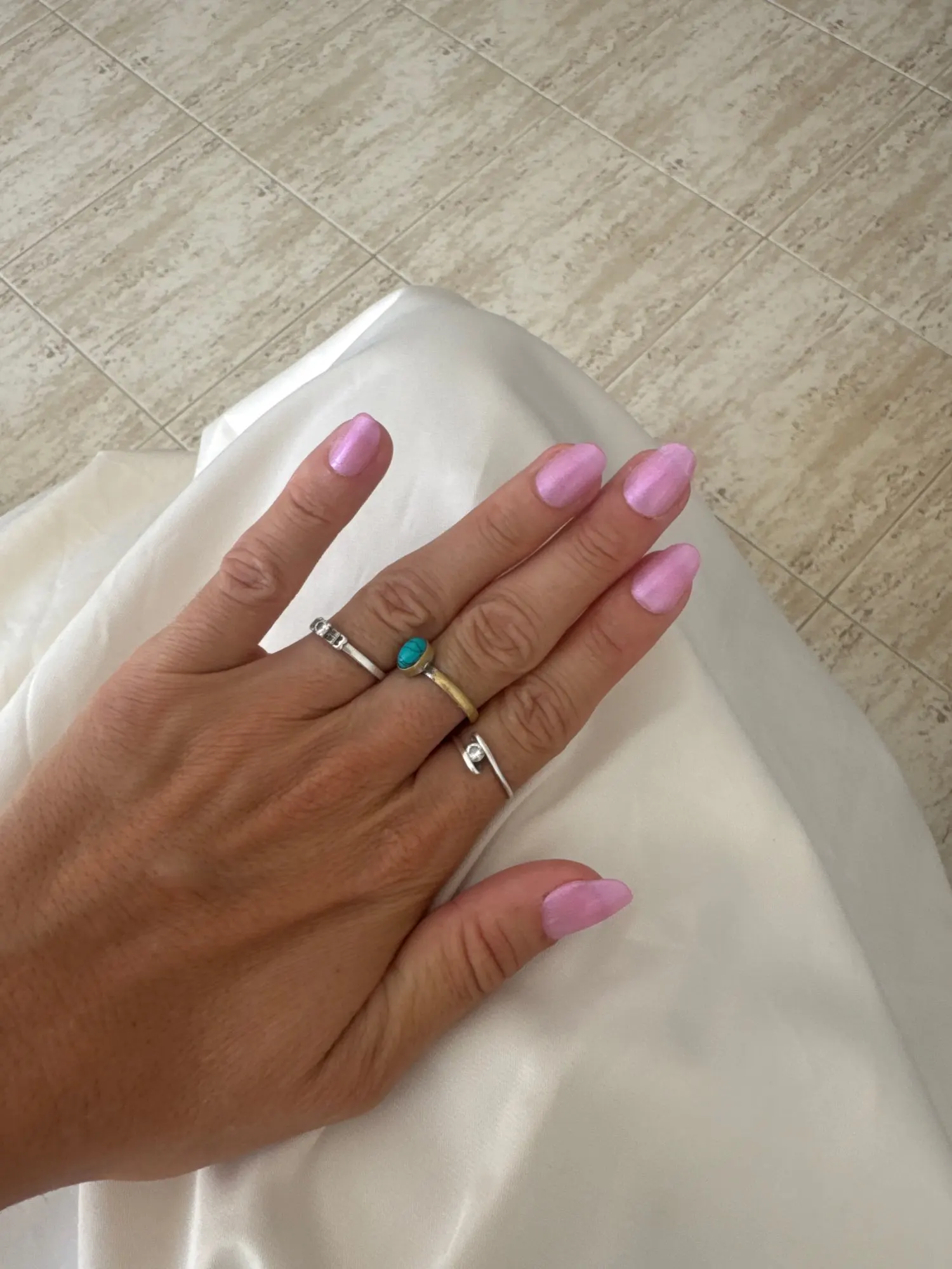 Simple French Wearable False Nails Almond Colorful Stripes Colorblock Design Manicure Fake Nails Line Full Cover Press On Nail photo review