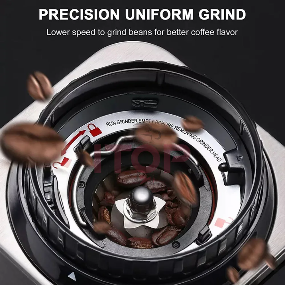 ITOP มีส่วนร่วมใน Penggiling Kopi Conical Burr SUS420กาแฟ Beginners' Choice ถอดง่ายปรับ Stepless จอแสดงผล LED และลูกบิด