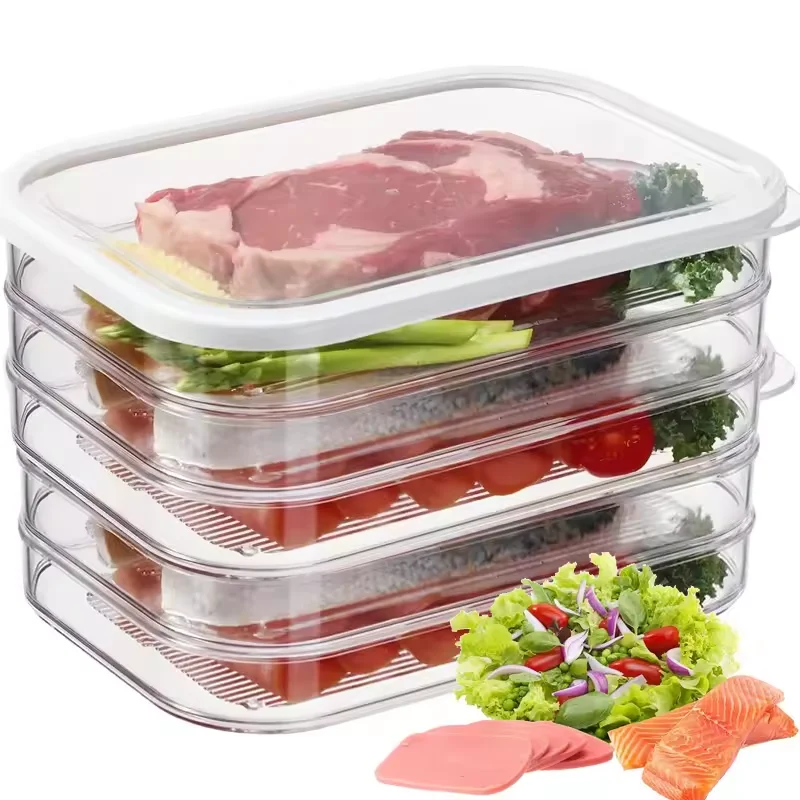 Meal Prep Cutting - Meat Container for Fridge, Stackable Cold