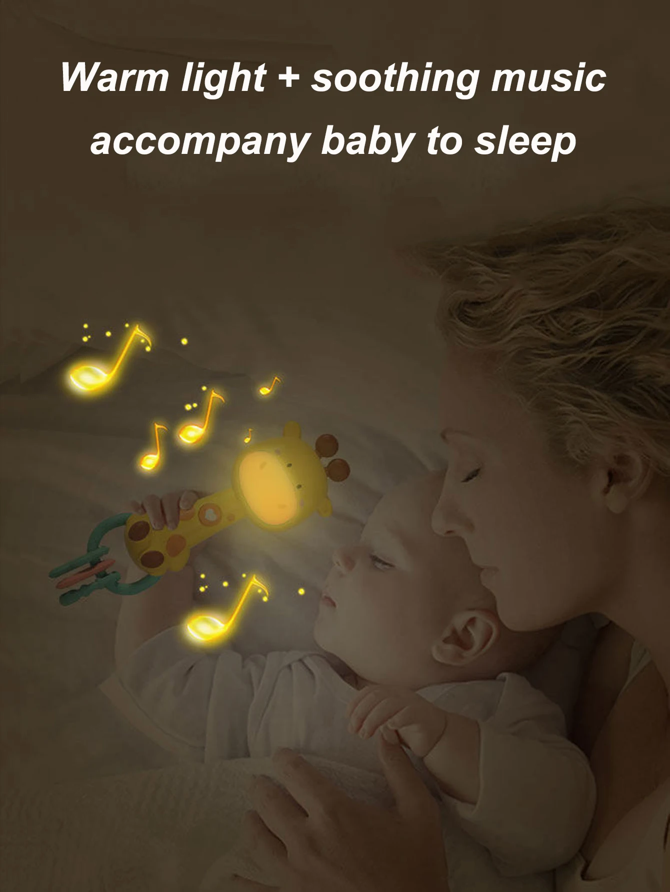 Jouet hochet musical pour bébé, éducation précoce, lumière douce, lampe chaude, musique apaisante, secouer pour interrupteur