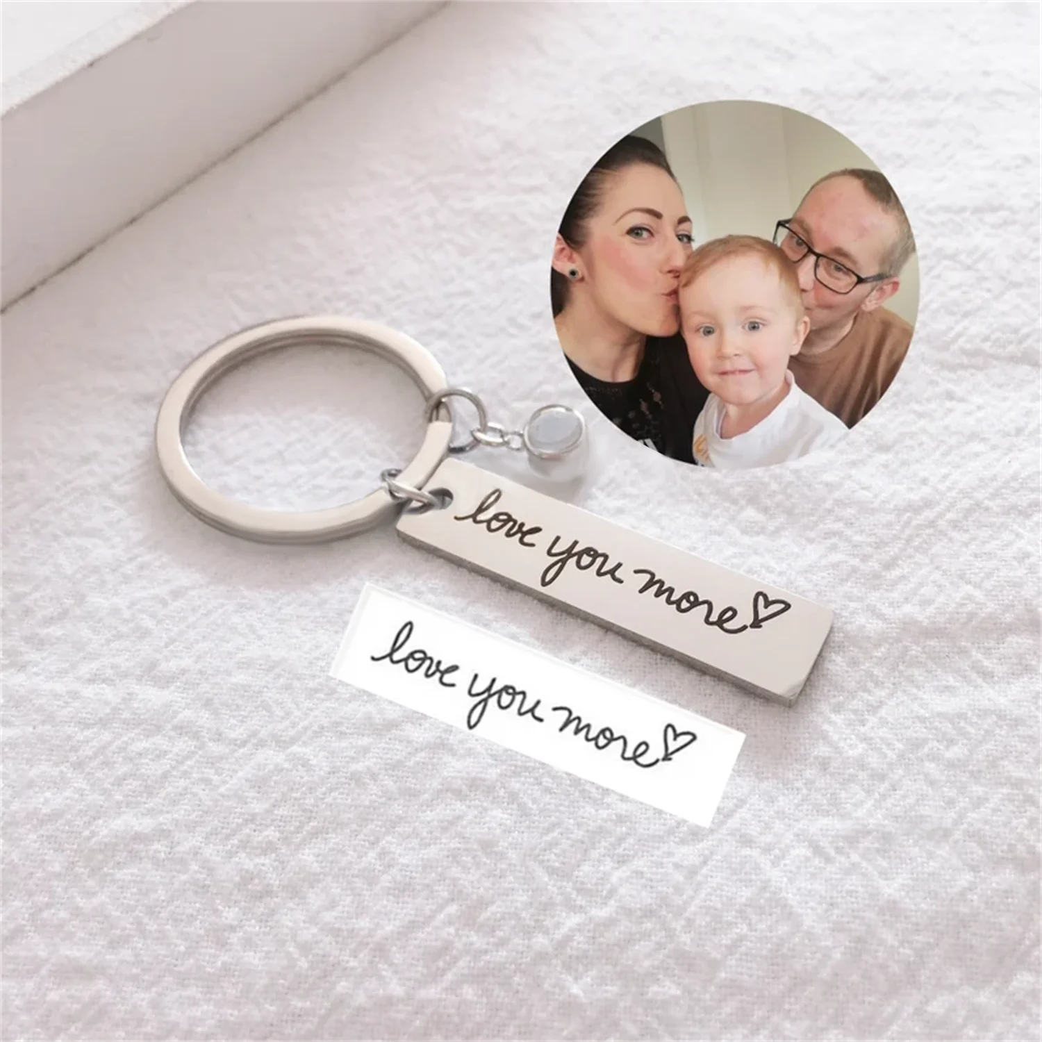 

Personalized Signature Keychain Custom Photo Projection Keyring Customized Real Handwriting Pet Memorial Valentine's Day Present