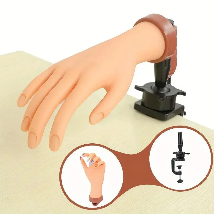 1 ensemble de faux mains pour Nail Art, Flexible, souple, réglable, en plastique, modèle prothétique, outil d'affichage de formation pour manucure