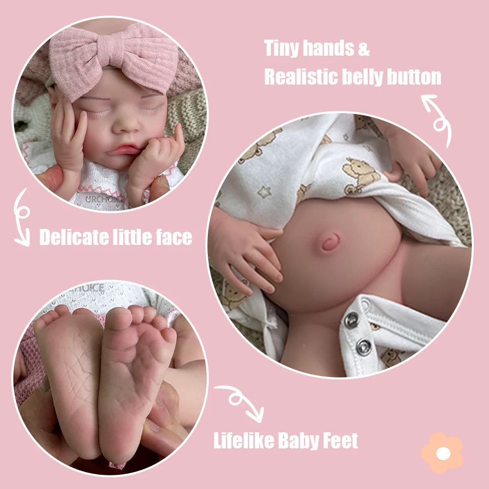こどもの日ギフトに最適！17インチの抱きしめたくなるようなリアルな新生児の女の子のリボーンドール。ソフトシリコン製で、コレクターや新米ママへのプレゼントに。
