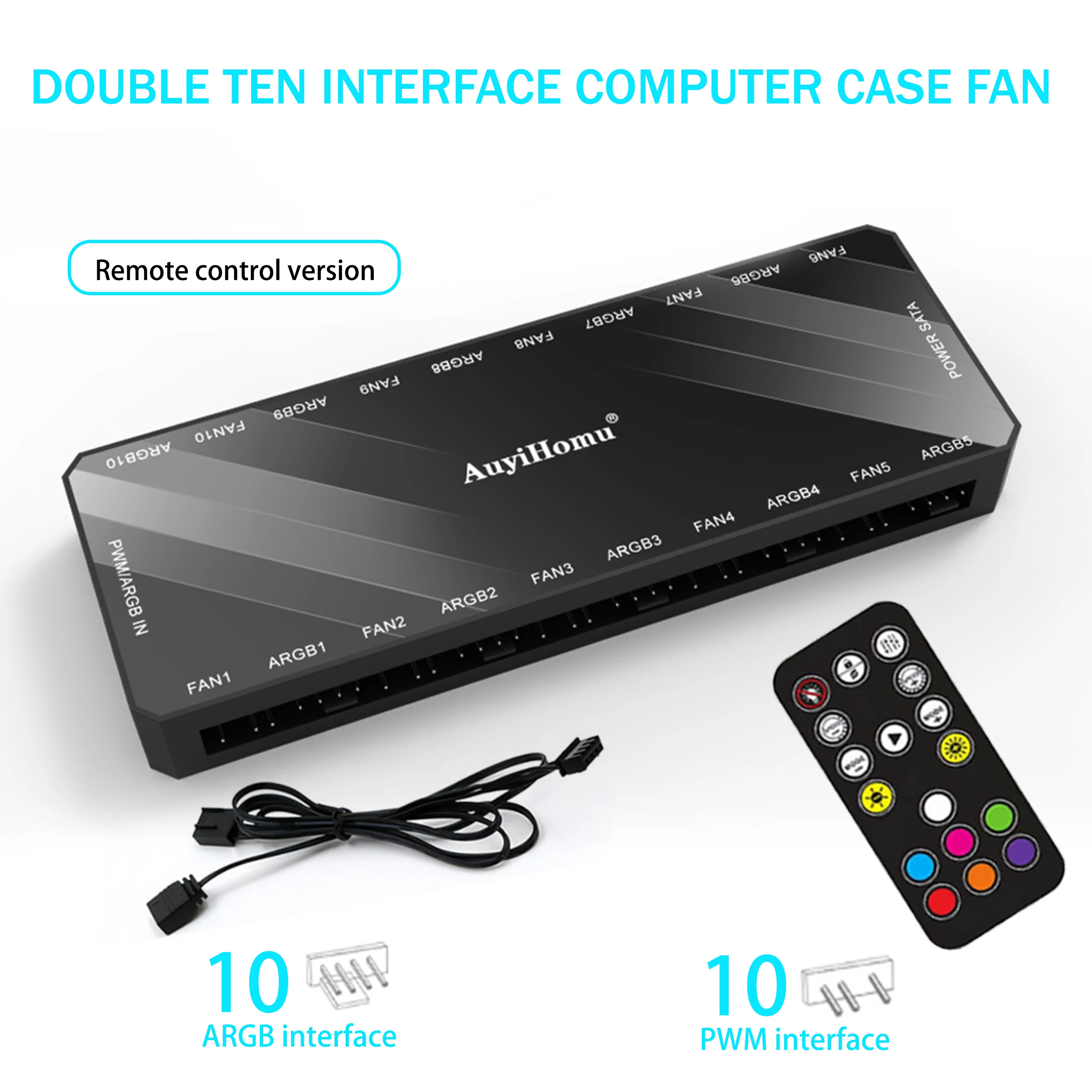 

Контроллер для 10 ARGB PWM вентиляторов с пультом ДУ, 5V 3-контактный RGB-хаб, 4-контактный PWM-сплиттер, магнитный хаб для вентиляторов ПК для охлаждения и подсветки корпуса