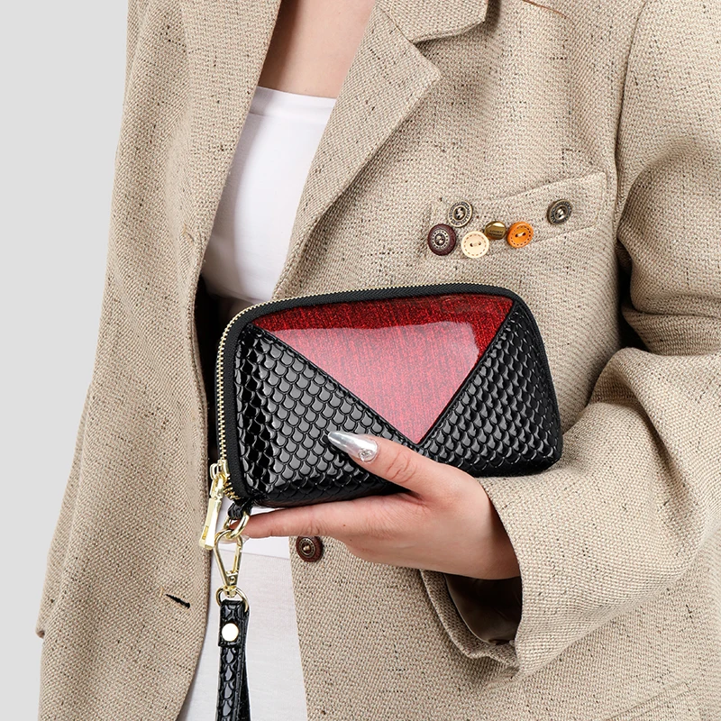 Trendy Crocodile Pattern Clutch Women’s Multi-functional Zipper Wallet Portable Large Capacity Phone Bag