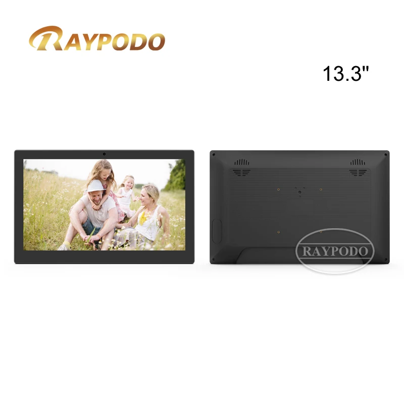 Raypodo-حامل لوحي صناعي ، شاشة عرض لافتات رقمية ، متعدد اللغات ، أندرويد 11 ، RK3566 ، 13.3"