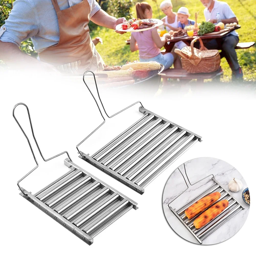 Rouleau à Hot Dog pour griller des saucisses en acier inoxydable, grille-pain, four à Barbecue, casseroles de cuisson, outils de Barbecue de Camping en plein air