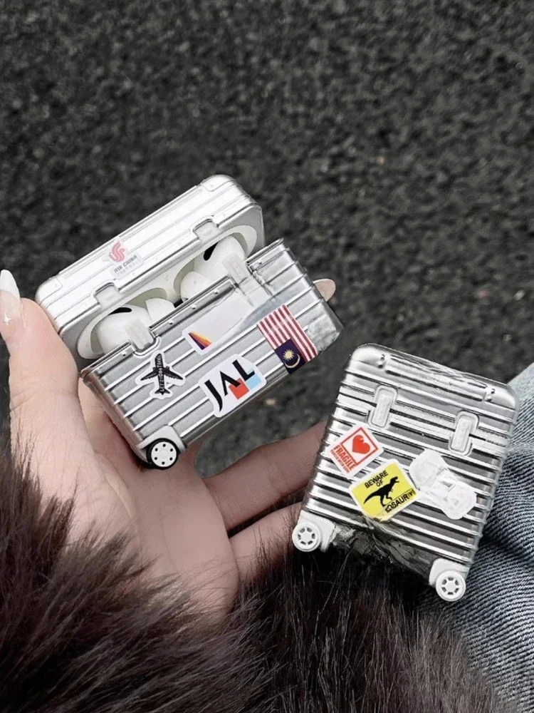 Modna indywidualna walizka do Airpods1/2/3/Pro Modny futerał ochronny na bagaż do Airpods1/2 Odporny na upadki futerał na słuchawki — zdjęcie produktu 7