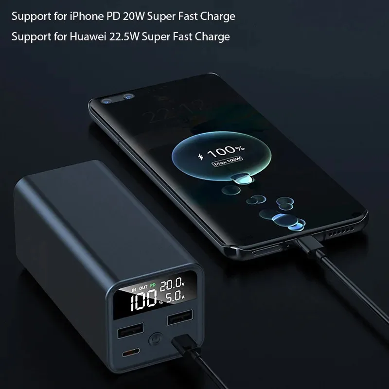 Portable 20000mAh 100W Power Bank Station For Laptop Mini Fast Charger Powerful External Spare Battery For iPhone Xiaomi Macbook