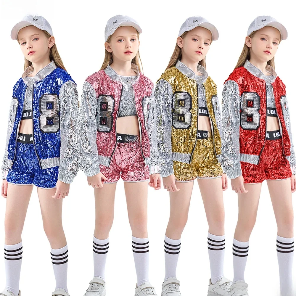 LOlanta meisjes pailletten danskostuum Sparkle hiphop jazzdansjurken moderne dansoutfits 4-14 jaar - afbeelding 2