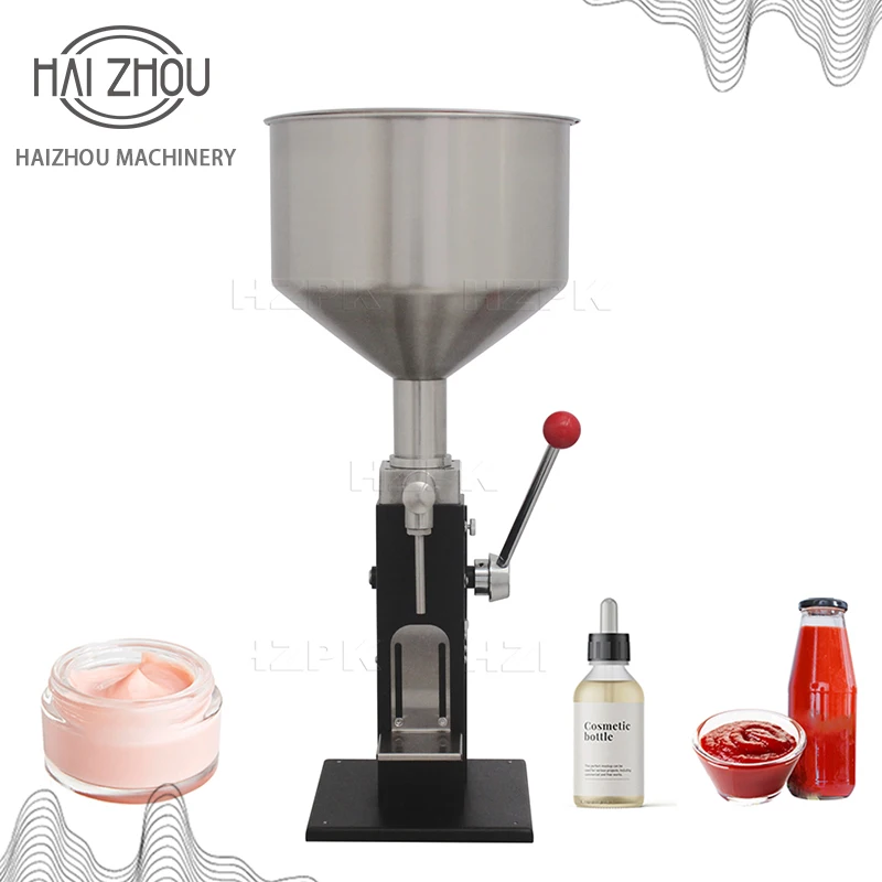 HAIZHOU Manual Liquid Paste Filler 5-100ml Stainless Steel Product Connect Small Packing Machinery Handle Filling Machine