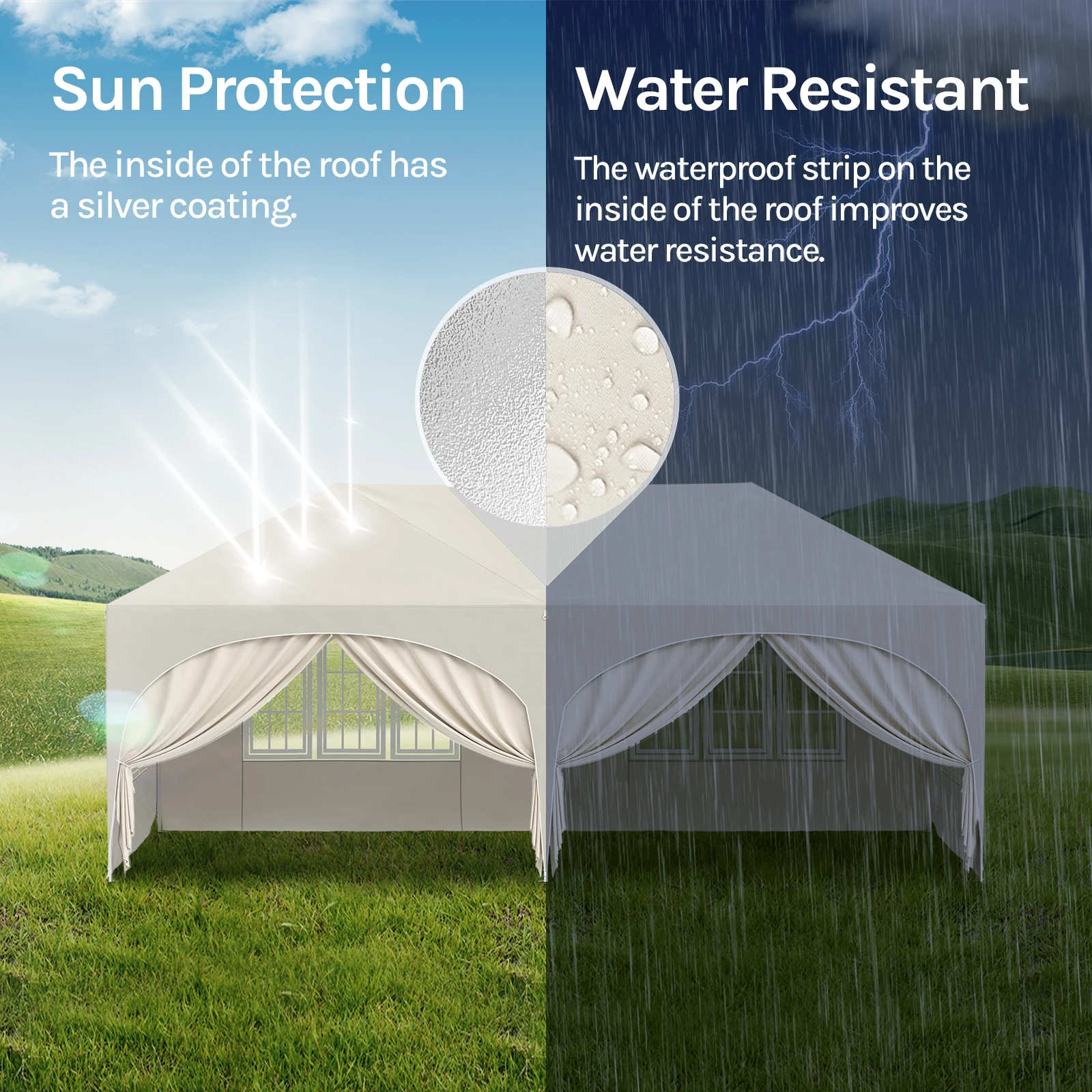 WOLTU 3x6m Gartenpavillon Faltbarer Pavillon mit 6 Seitenwänden Höhenverstellbar Wasserdicht UV-Schutz Partyzelt mit Tasche – Detail 26