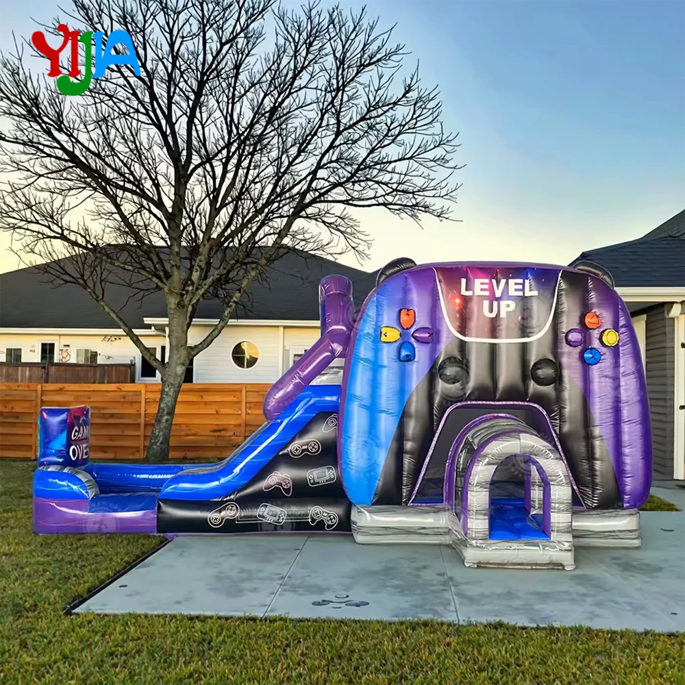 

Large 26ft Outdoor Party Jumping Inflatable Bounce Castle Water Slide Combo Level up GameBounce House For Kids Entertainment