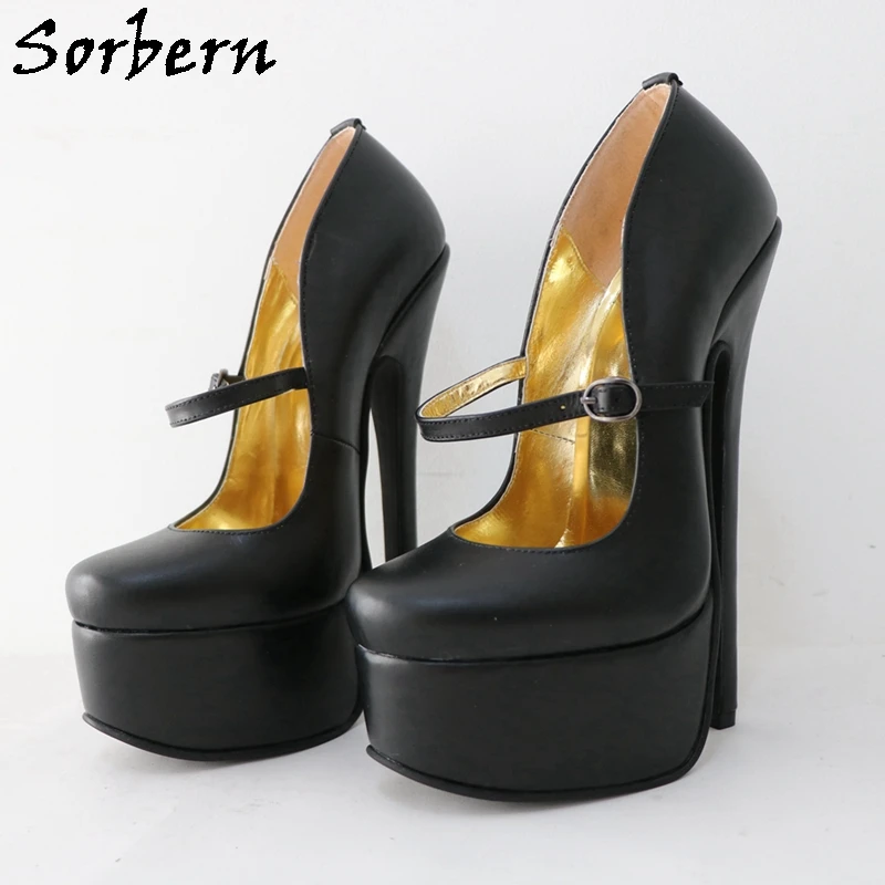 

Sorbern 20Cm Mary Jane Pump Shoes Women Burlesque Heels Exhibits Fetish Unisex Sissy Boy Sexy Shoes Round Toes Custom Color