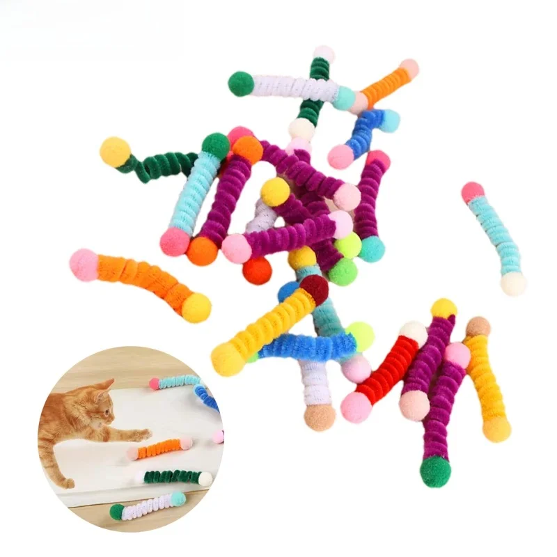 Jouets de printemps pour chat, 12/24 pièces, jouets interactifs pour animaux de compagnie, coloré, couleur aléatoire, Teaser pour chat, jouets pour chaton résistants aux morsures