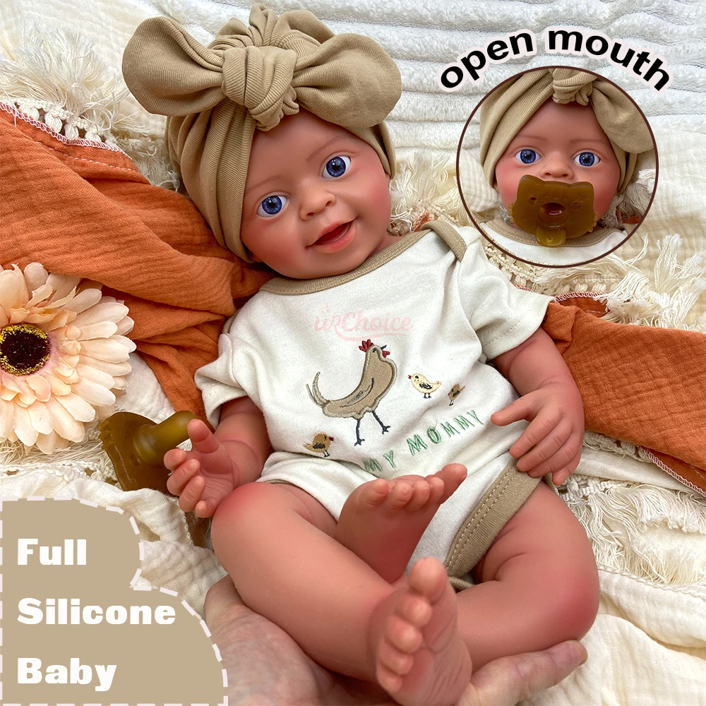 

18"Full Body Silicone Reborn Baby Doll Hand Painted Open Eyes Boy Realistic 3D Skin Tone Lifelike Newborn Collectible Doll