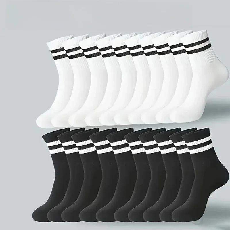 6/10/20 Paar Männer Frauen Gestreifte Rundhals-Socken Frühling Herbst Atmungsaktive Geruchsdichte Schweißabsorbierende Ganzjahres-Freizeitsocken