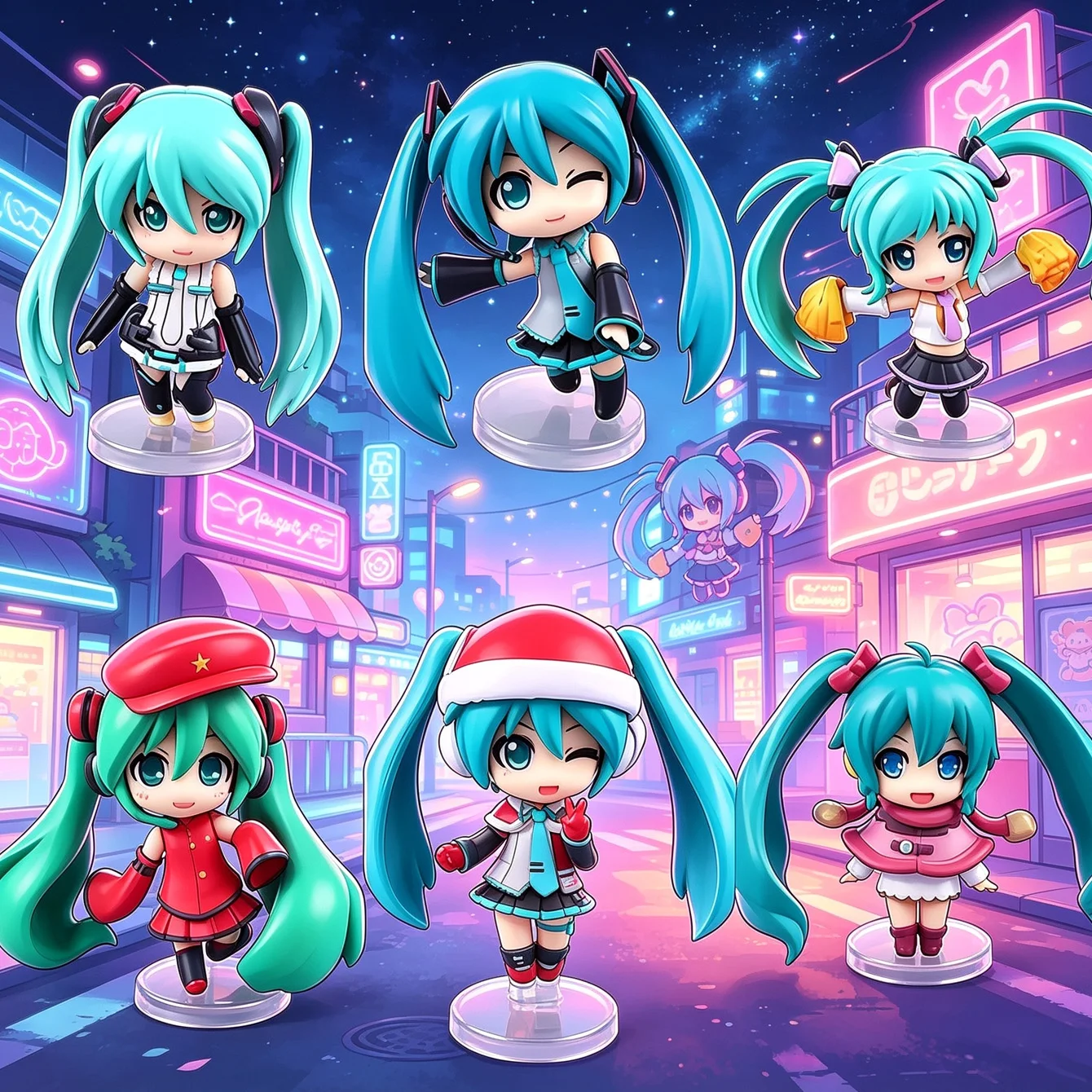 初音ミク-ミニフィギュアセット-初音ミク-qスタイル-ミニフィギュア--アニメ装飾モデル--アニメファンのためのコレクターズギフト