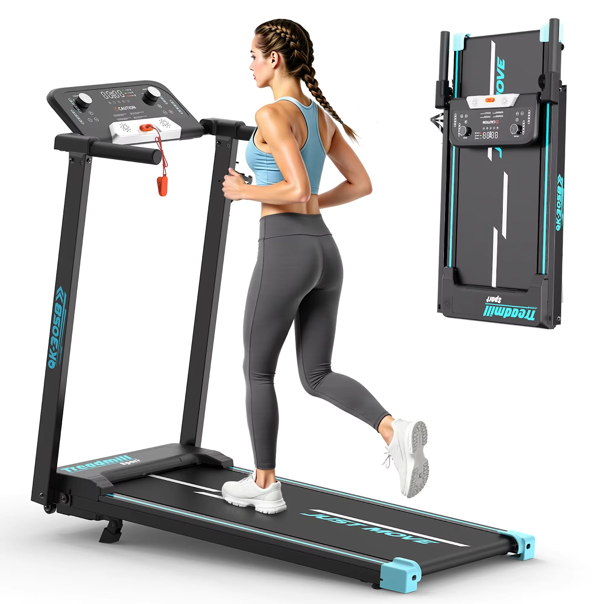 3-in-1 opvouwbare loopband met handmatige hellingsverstelling van 0 tot 9. °   3,0 pk stille motor, snelheid 1-14 km/u, 5-laags antislip loopband, max. belasting 130 kg, dubbele knopbediening met
