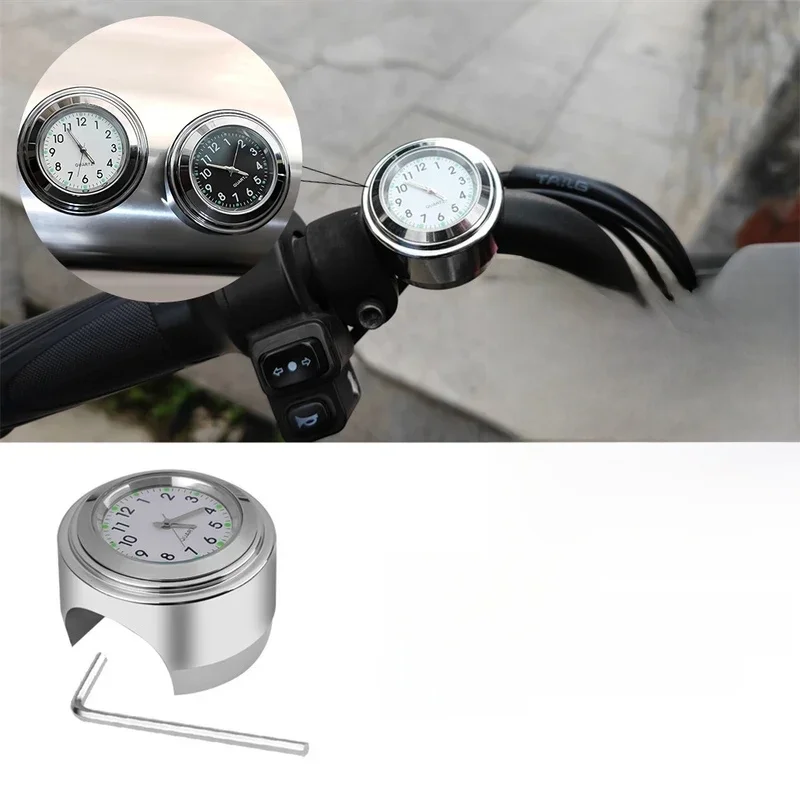 AliExpress NONE Universal 7/8 "Waterproof Chrome Motorcycle Bike Handlebar Mount Quartz Clock Watch Aluminum Luminous Clock Moto Black Accessori
