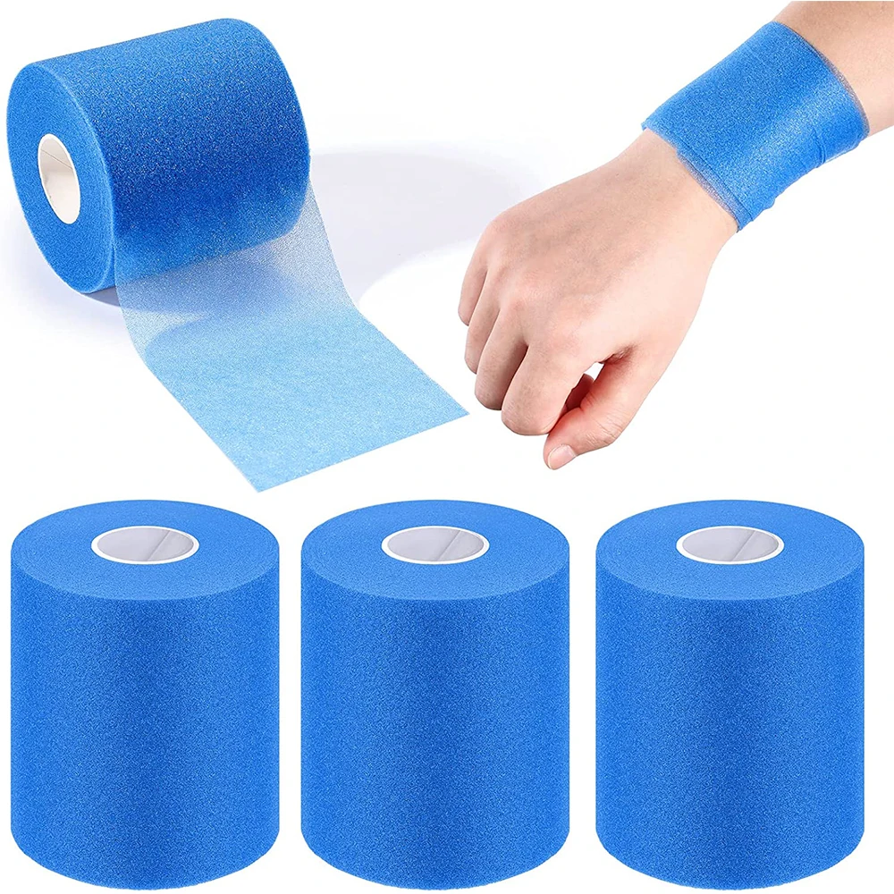 3 Rolls Sport Pre Wrap Elastic Foam Underwrap Bandage Athletic Tape for Elbow Wrists Hands Knees Ankles Hair