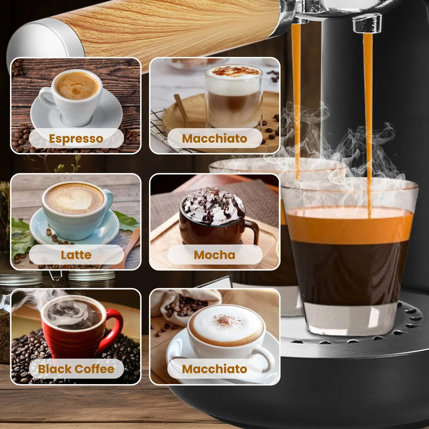 ماكينة قهوة اسبريسو ماكينة اسبريسو منزلية ماكينة اسبريسو مدمجة تسخين سريع لآلة الكابتشينو/لاتيه للمنزل