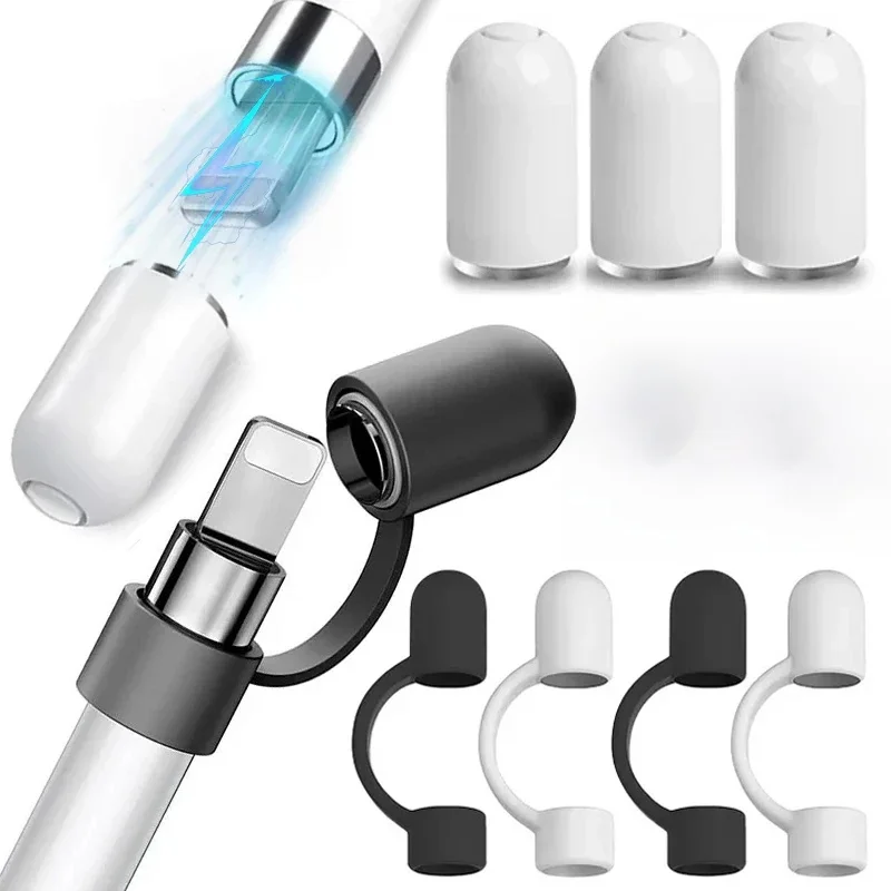 Pour Apple Pencil 1st capuchons de crayon de remplacement magnétiques couvercle de stylet supérieur avec support en Silicone souple Anti-chute pour IPencil 1