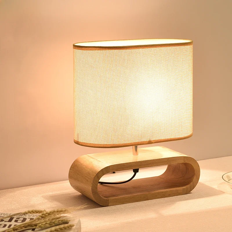 Lampe de Table en bois nordique créative moderne chambre chevet lumière LED salon hôtel japonais étude lampe de Table abat-jour en lin