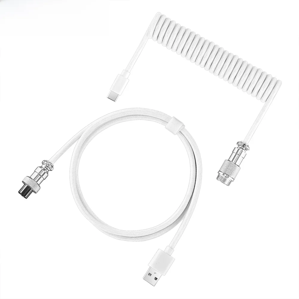 NNBILI 2024 NOWY 7-kolorowy spiralny kabel USB C do mechanicznej klawiatury gamingowej z odłączanym metalowym złączem Aviator — zdjęcie produktu 7