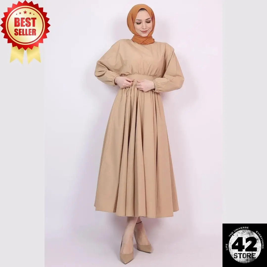 Seasonal Light Brown Hijab Dress