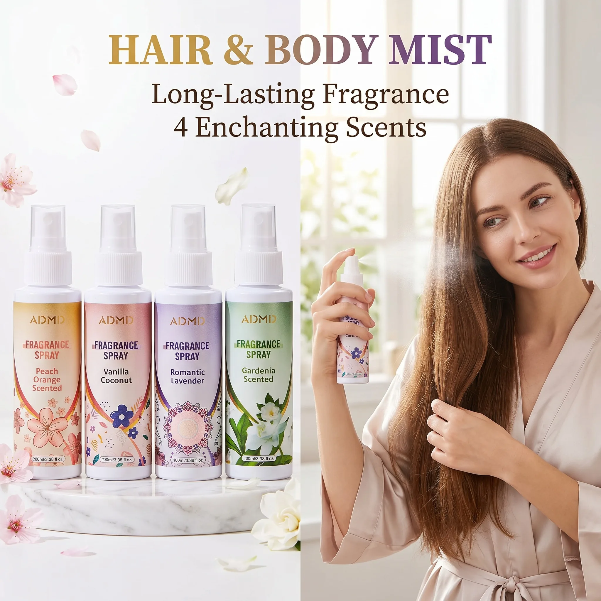 

Unisex Elegant Charm Perfume Spray Long-Lasting Fragrance Suitable for Body Hair Clothing Portable Romantic Fragrance Gift 100ml