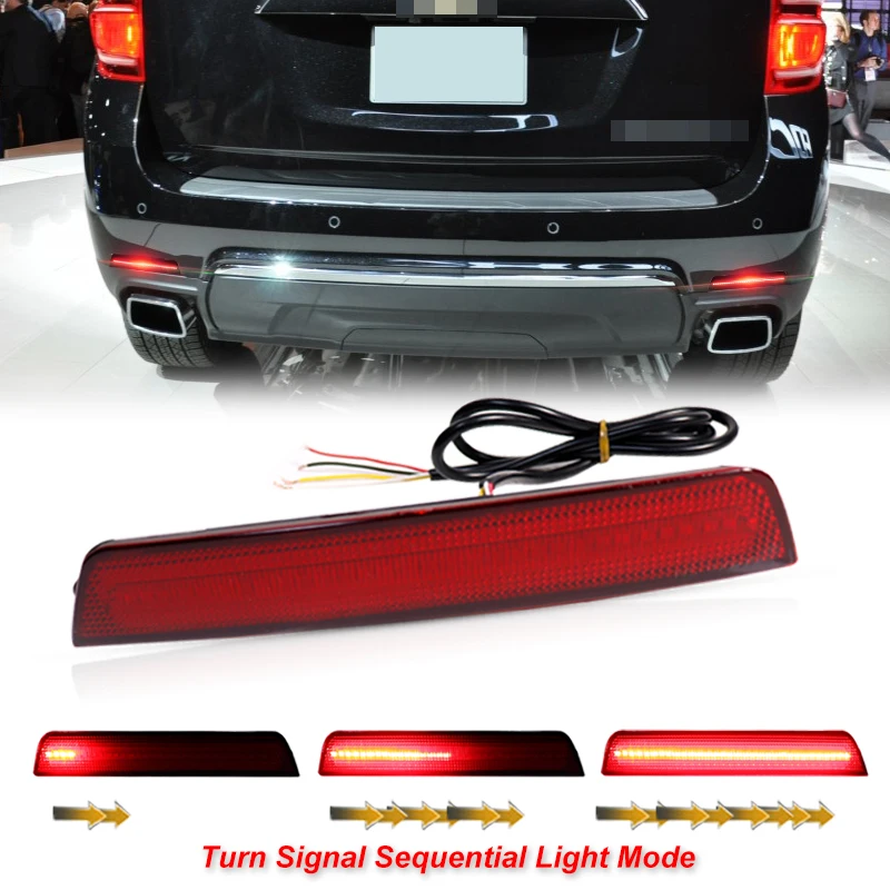 

2pcs LED Rear Bumper Reflector Lights For 2010-2017 Chevrolet Equino Brake Warning Dynamic Turn Signal Car Accessories 12V