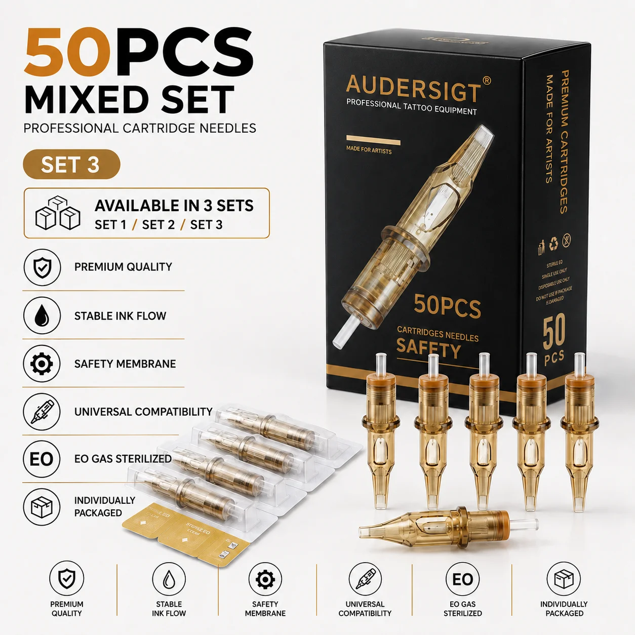 

Audersigt Tattoo Cartridge Mix Needle 0.3mm 0.35mm Round Liner Shader Magnum Tattoo Needles 1rl 3rl 5rl 7rm 9rm 13rm