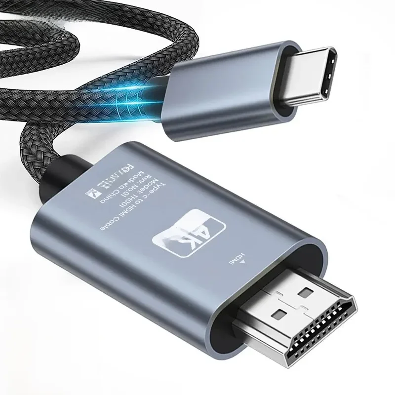 Nierbo Usb C Naar Hdmi Kabel 6.6ft 4K @ 60Hz Gevlochten Type-C Naar Hdmi Kabel Ultra Hoge Snelheid Adapter Kabel Voor Macbook Pixel Ipad Dell - afbeelding 2