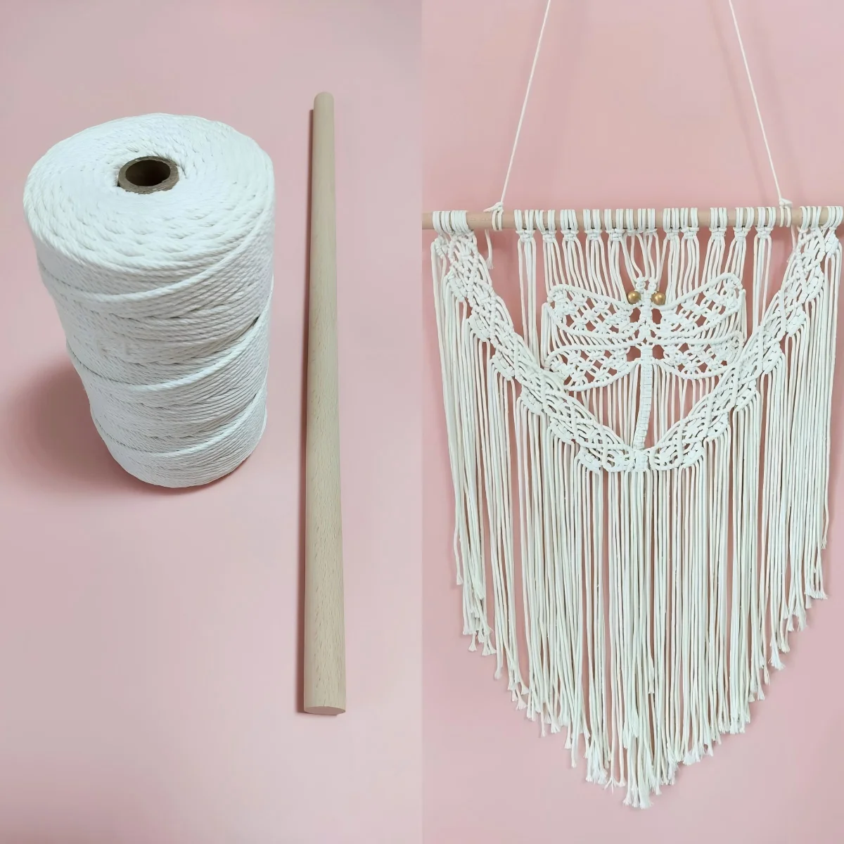 

Hand Woven Tapestry Materials 200 Meters Macrame Cord 50cm Wooden Stick DIY Easy Home Projects Crafts Idea With PDF Instructions