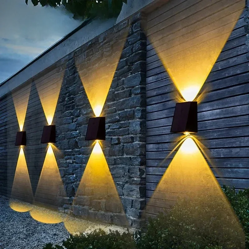 Nieuwe Upgrade Led Buitenmuur Solar Lights Waterdichte Tuin Wanddecoratie Verlichting Voor Villa Patio Trapgang - afbeelding 2