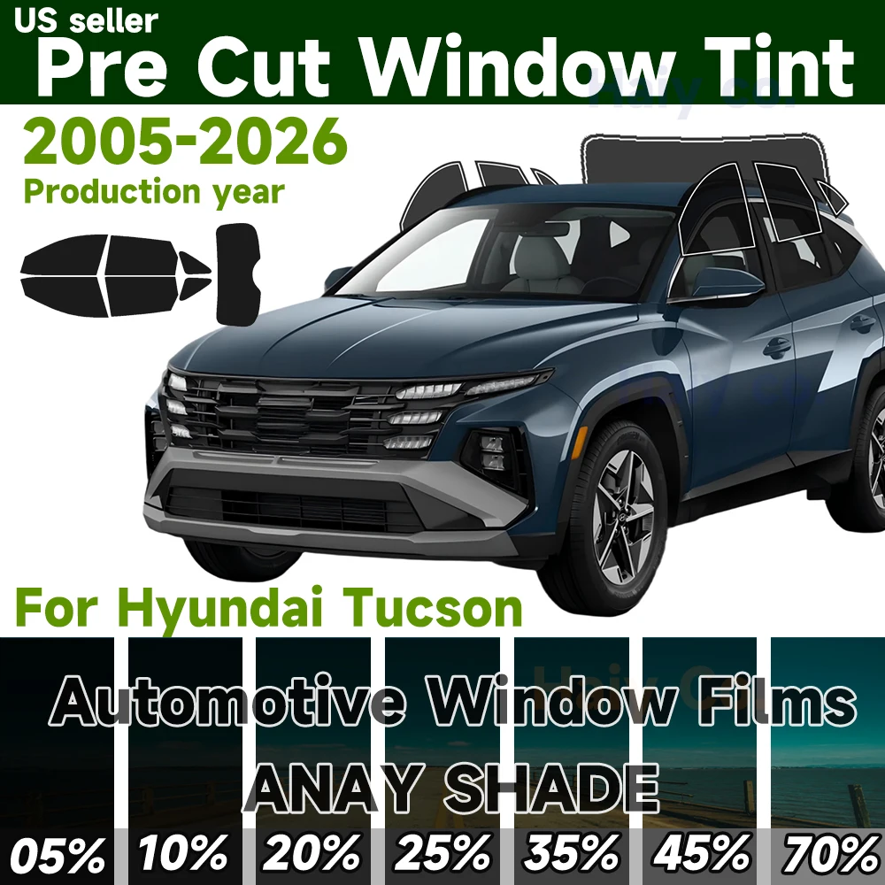 

Precut Windows Tint Film Sun Blocking Protection Anti Shatter Glass 2 Ply Film Any Tint Shade Kit for Hyundai Tucson 2005-2026