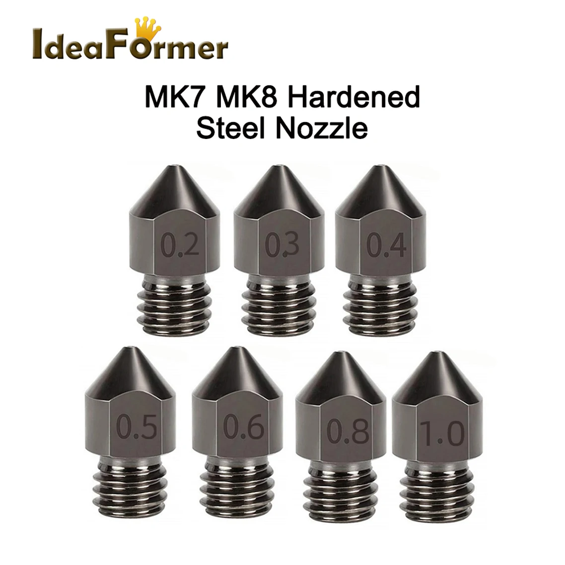 MK7 MK8 Nozzle Super Hard Steel Mold Steel Corrosion-Resistant Extruder Filament 1.75mm For Ender3 ID Pro Giant 3D Printer Parts