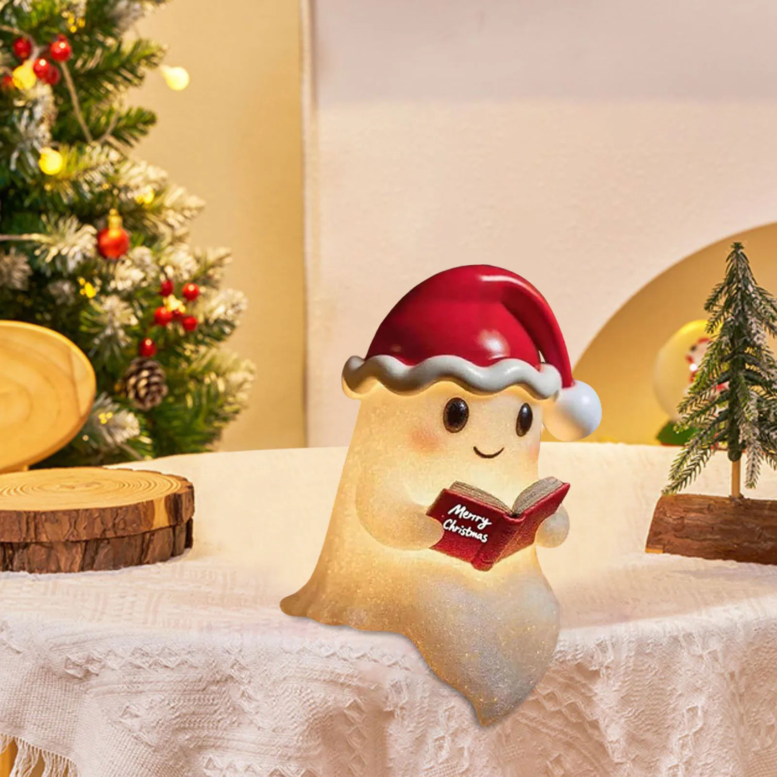 

Призрачная лампа для чтения книг, декор на Хэллоуин, шляпа Санта-Клауса для камина, Рождественская подсветка, декор на Хэллоуин, спальня, кабинет