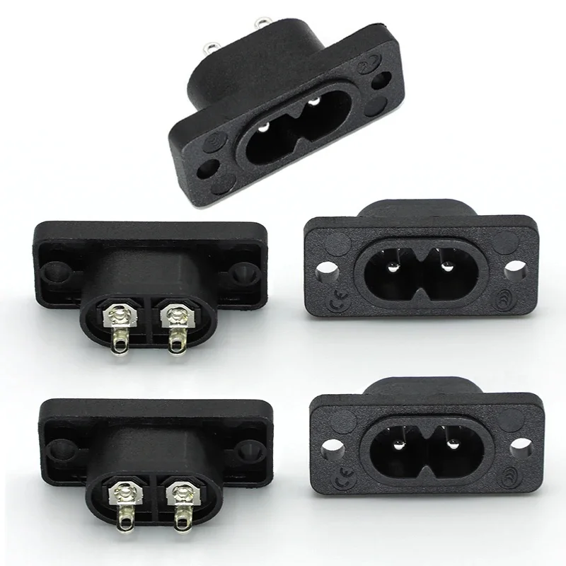 5/10 szt. Gniazdo zasilania C8 męskie, wtyk żeński, gniazdo zasilania do wbudowania, złącze elektryczne AC 2.5A 250V, gniazdo w kształcie ósemki 35mm*15mm — zdjęcie 2